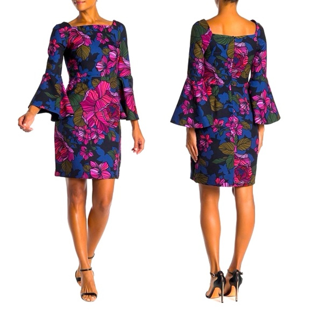 Trina Turk Miley Bell Sleeve Floral Print Dress